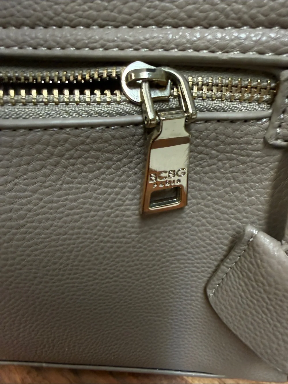 BCBG Taupe Pebble Leather Top-Handle‎ Satchel